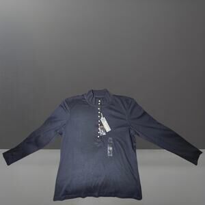 Natural Reflections Women’s Ribbed 10-Button Mock Neck Long Sleeve Top NWT